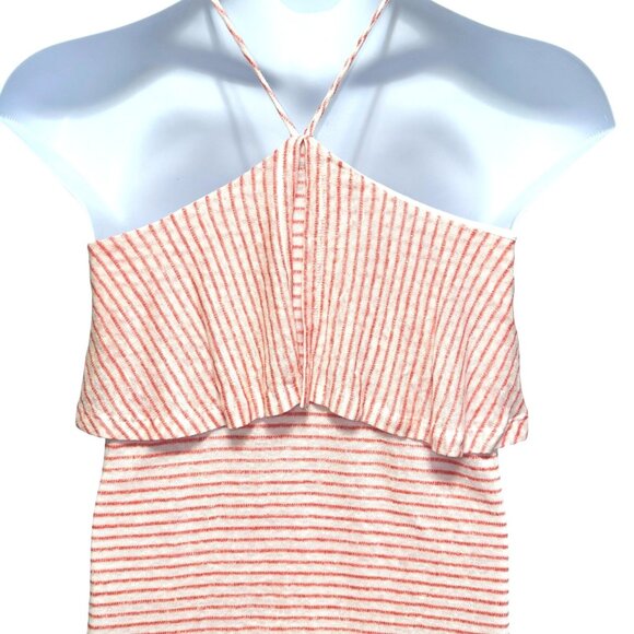 Splendid Striped Halter Pink Linen Blend Mini Popover Dress Sz M Sleeveless NWT - Picture 6 of 11